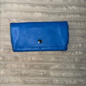 kate spade Saturday Bright Blue Fold-Over Wallet with Gold Snap